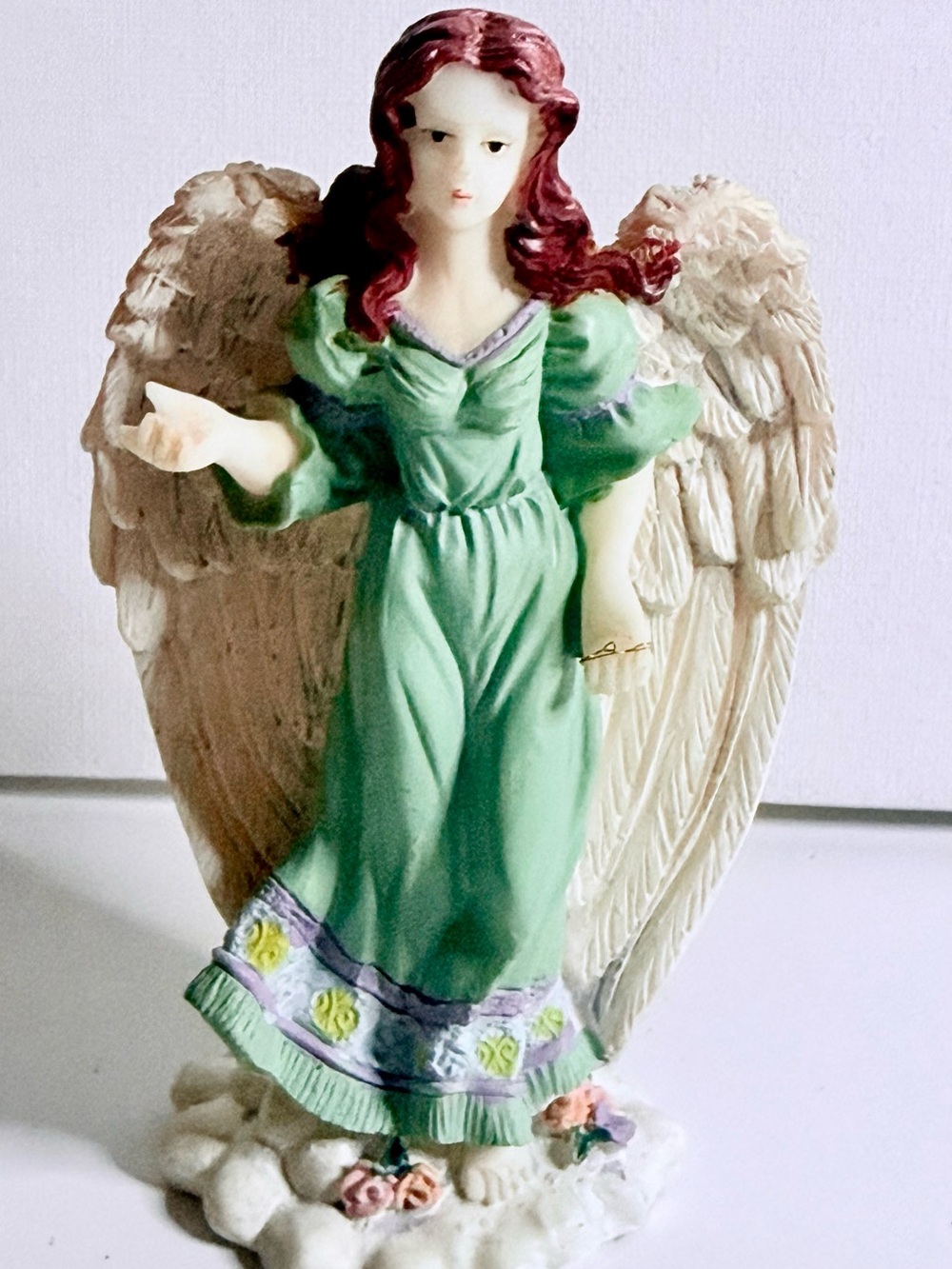 Green Angel Figurine Decorative Accent with Cream Wings - Picture 7 of 7